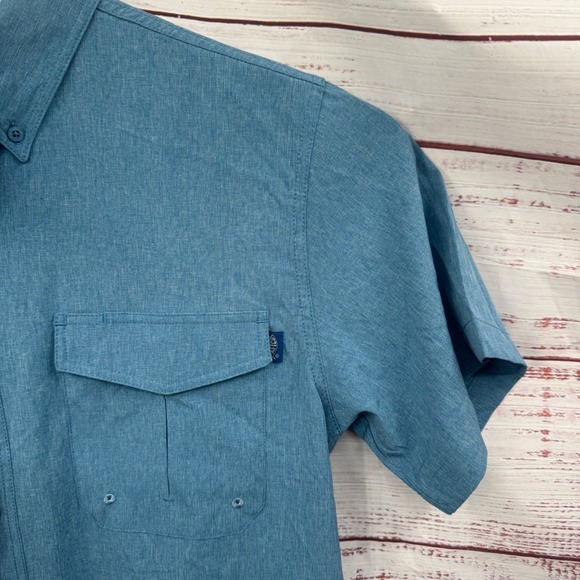 AFTCO Fishing Shirt Mens Medium Short Sleeve Button Up Vented Hiking NEW - Picture 3 of 10